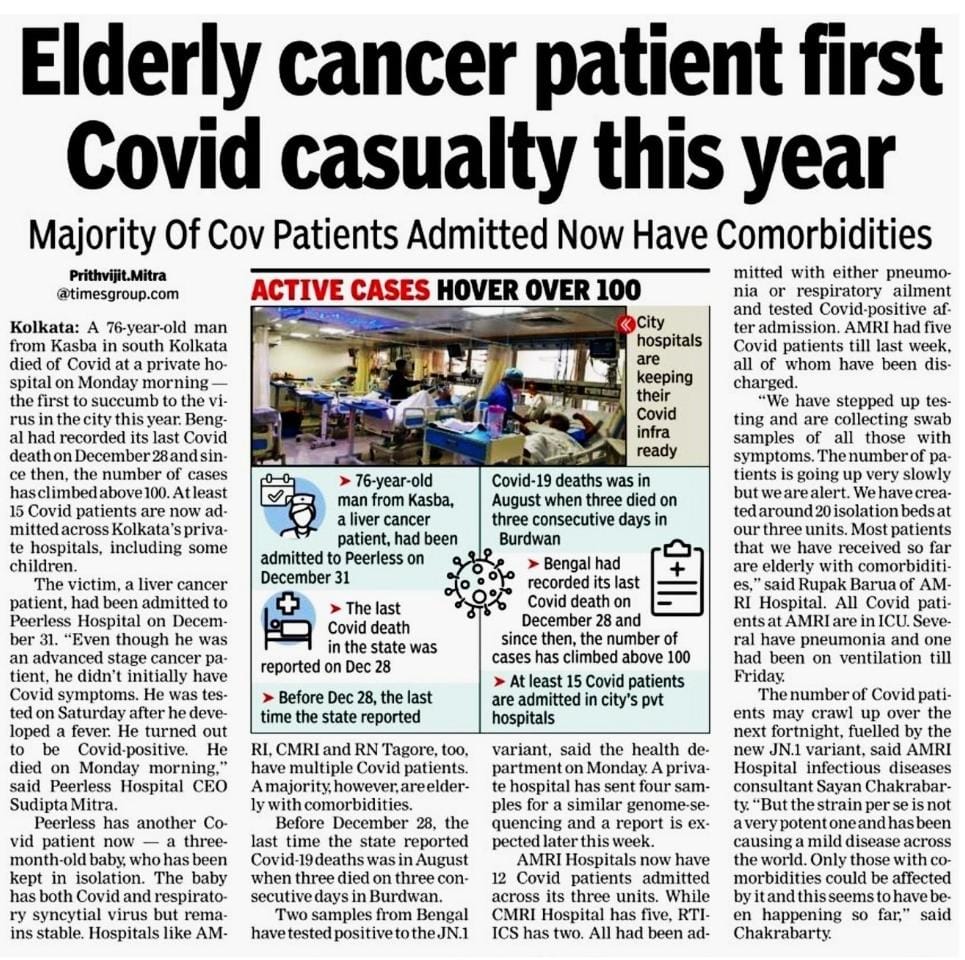 Elderly cancer patient first Covid casualty this year